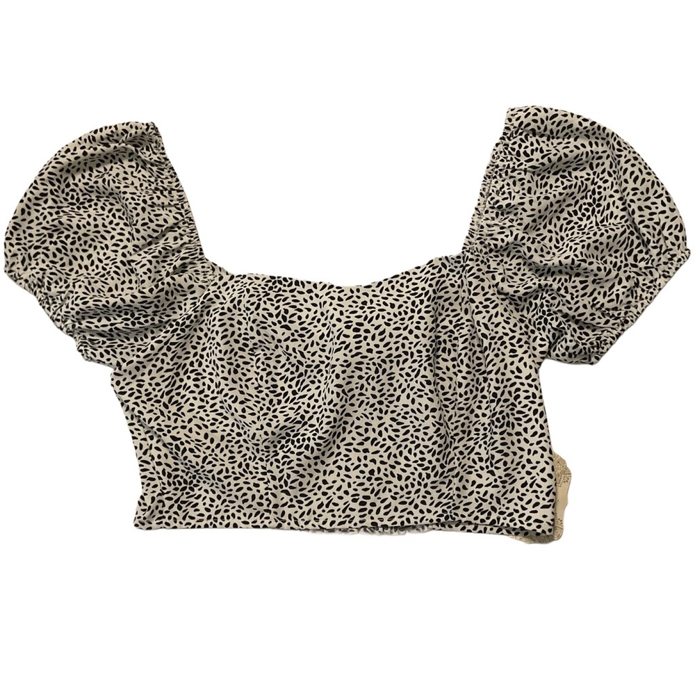 Altar'd State Black and White Patterned Crop Top Cottagecore
